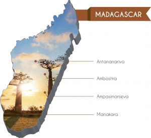 La cartina del Madagascar con le missioni della diocesi di Reggio Emilia